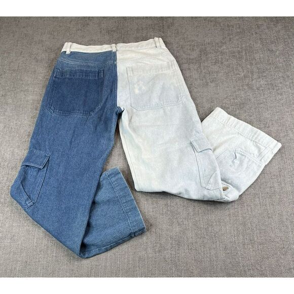 KkCo Jeans Womens Two Tone Blue Colorblock Carpenter Cargo Pants - Sz 25 - Picture 3 of 11